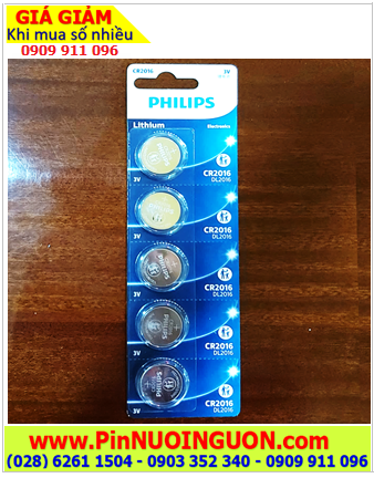 COMBO MUA 01Vỉ=5viên Pin 3v Lithium Philips DL2016/CR2016 chính hãng _Giá chỉ 69.000/vỉ 5viên